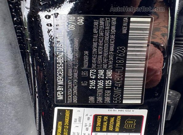 55SWF4KB0HU187623 2017 MERCEDES-BENZ C Black VIN կոդի պիտակի տեսք