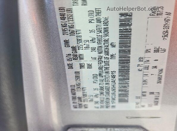 1FMCU9J90HUA64915 2017 FORD ESCAPE Silver Панорамний вид салону 360°
