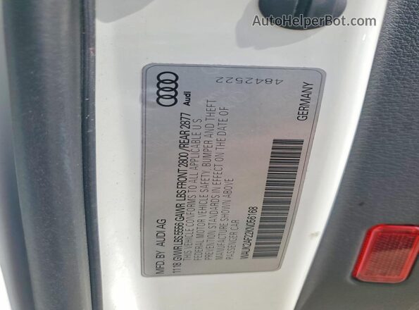 WAUK2AF22KN056168 2019 AUDI A6 White VIN sticker view