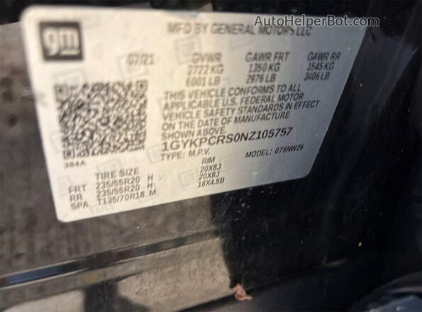 1GYKPCRS0NZ105757 2022 CADILLAC XT6 Black Vista interior trasera