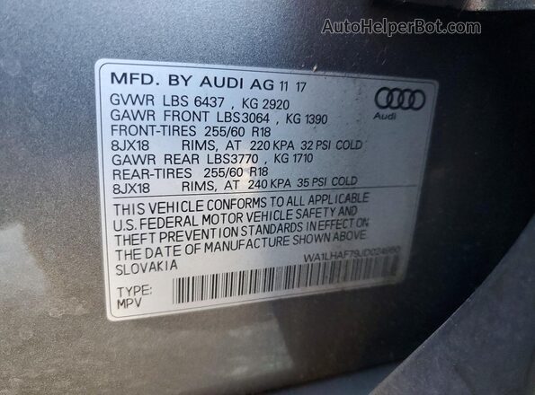 WA1LHAF79JD024950 2018 AUDI Q7 Серый Панорамный вид салона 360°