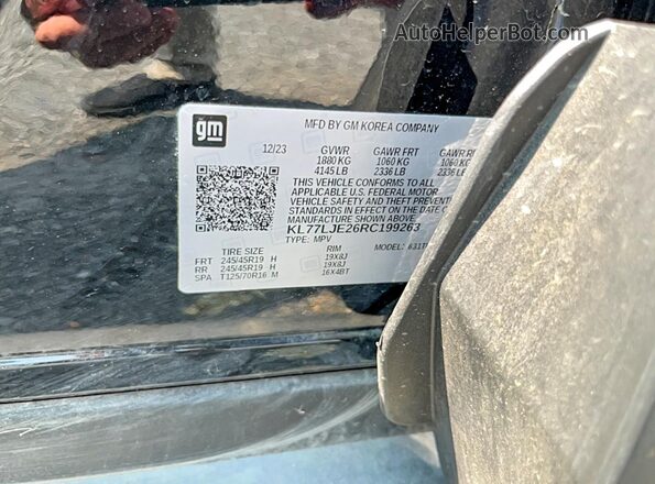 KL77LJE26RC199263 2024 CHEVROLET TRAX Black Widok wnętrza z tyłu