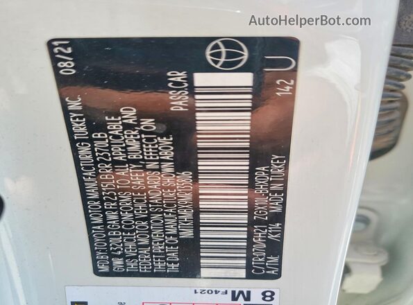 NMTKHMBX9MR135806 2021 TOYOTA C-HR White Սալոնի 360 աստիճան տեսք