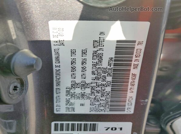 3TYDZ5BN6NT015463 2022 TOYOTA TACOMA Gray VIN կոդի պիտակի տեսք