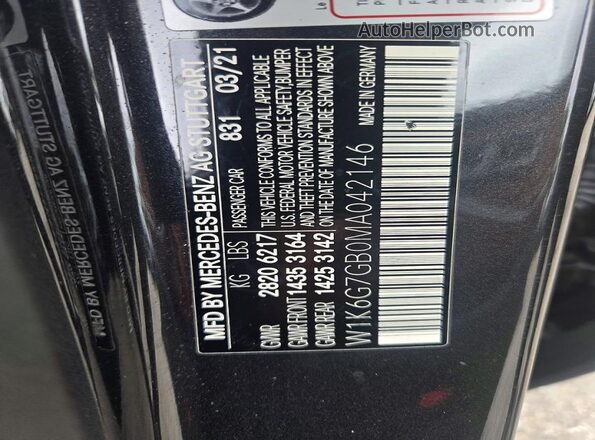 W1K6G7GB0MA042146 2021 MERCEDES-BENZ S Угольный Вид задней части салона