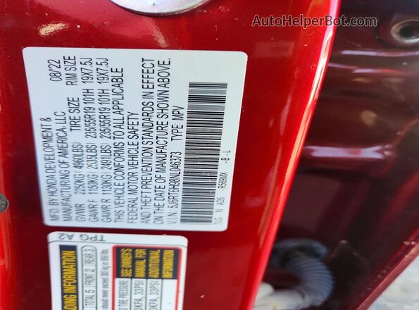 5J6RT6H98NL046373 2022 HONDA CR-V Red Widok naklejki z numerem VIN