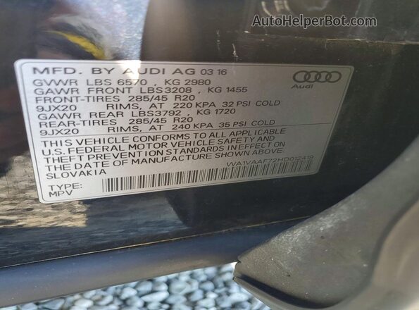 WA1VAAF72HD012419 2017 AUDI Q7 Black 360 interior view