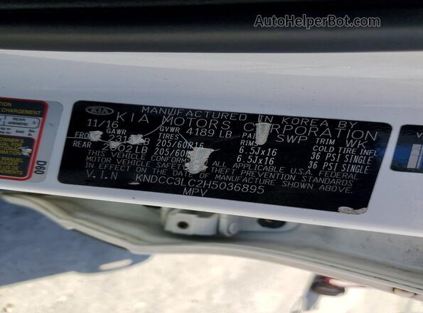 KNDCC3LC2H5036895 2017 KIA NIRO White Панорамний вид салону 360°