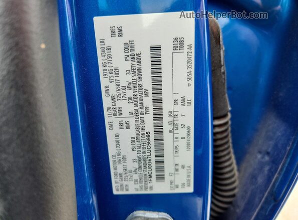 1FMCU0G67LUC56995 2020 FORD ESCAPE Blue Панорамний вид салону 360°