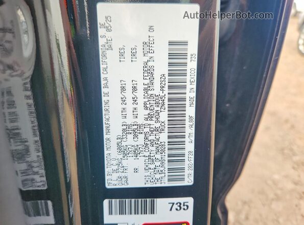 3TMLB5JN9SM150283 2025 TOYOTA TACOMA Black Widok wnętrza 360 stopni
