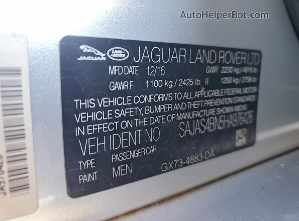 SAJAS4BN5HA976426 2017 JAGUAR XF Gray Widok wnętrza 360 stopni
