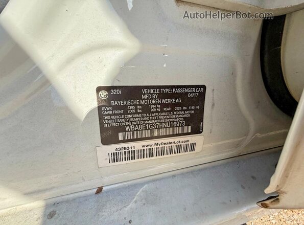 WBA8E1G37HNU16973 2017 BMW 3 SERIES White Rear interior view