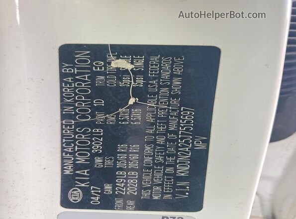 KNDJN2A25J7515697 2018 KIA SOUL White Widok naklejki z numerem VIN