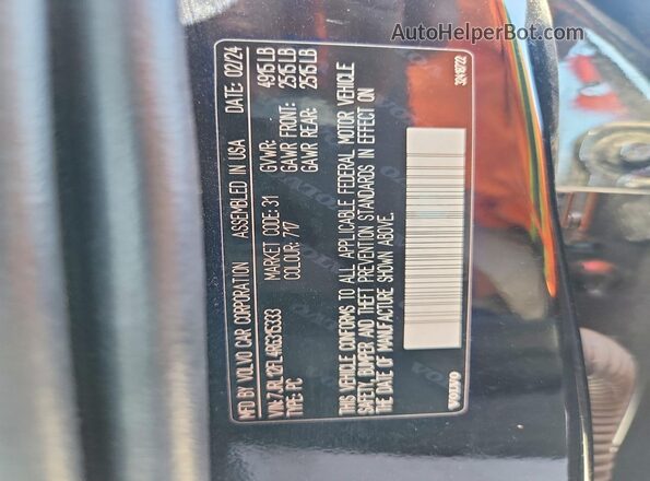 7JRL12FL4RG315333 2024 VOLVO S60 Black Vista de la etiqueta del VIN