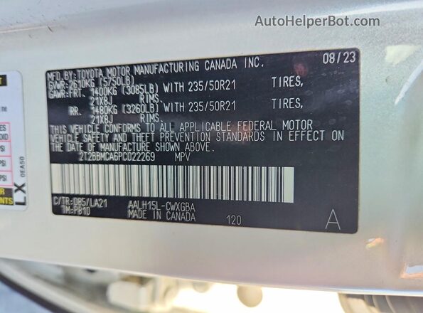 2T2BBMCA6PC022269 2023 LEXUS RX White სალონის 360-გრადუსიანი ხედი