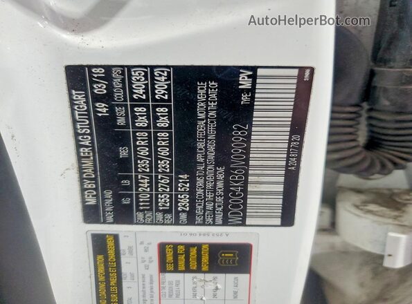 WDC0G4KB6JV090982 2018 MERCEDES-BENZ GLC-CLASS White Widok wnętrza 360 stopni