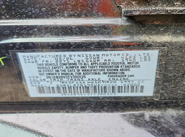 3N1AB9DV3TY300525 2026 NISSAN SENTRA Black Սալոնի 360 աստիճան տեսք