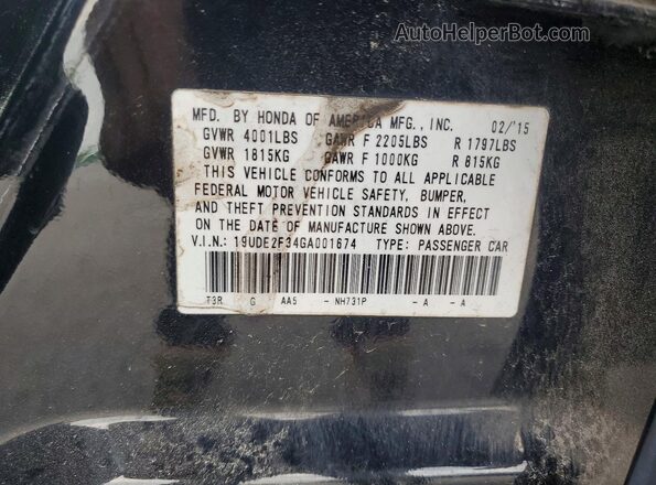 19UDE2F34GA001674 2016 ACURA ILX Black Вид підкапотного простору