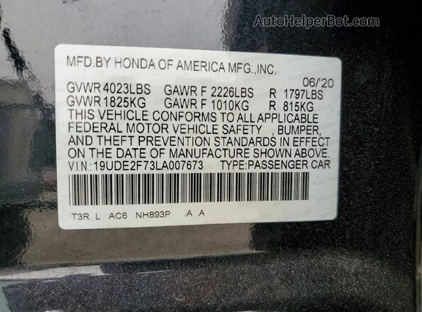 19UDE2F73LA007673 2020 ACURA ILX Black Vista del compartimento del motor