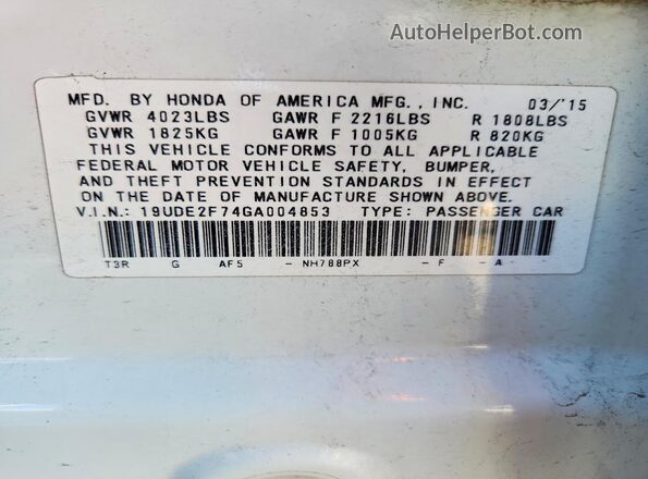 19UDE2F74GA004853 2016 ACURA ILX White Engine compartment view