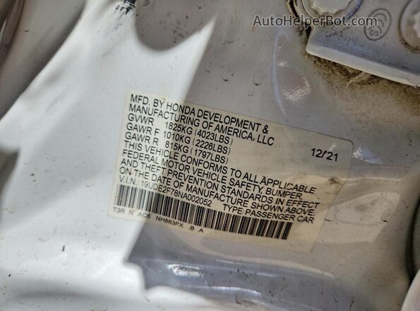 19UDE2F78NA002052 2022 ACURA ILX Белый Вид подкапотного пространства