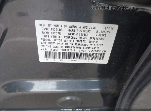 19UDE2F7XGA022337 2016 ACURA ILX Black Вид підкапотного простору