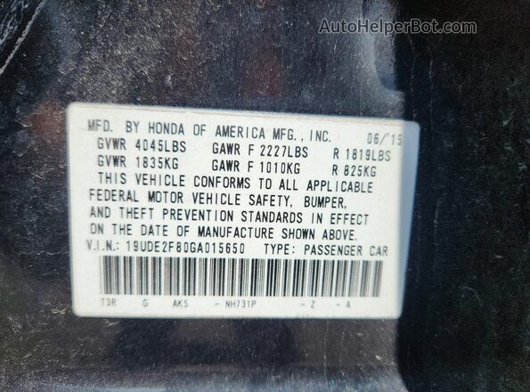 19UDE2F80GA015650 2016 ACURA ILX Черный Вид подкапотного пространства