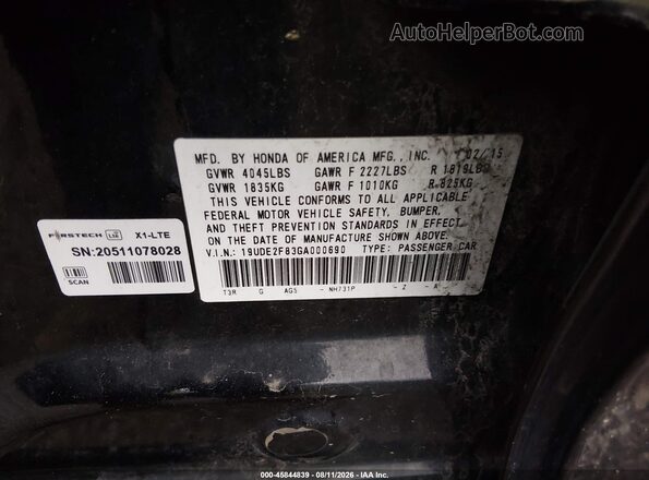 19UDE2F83GA000690 2016 ACURA ILX Black Vista del compartimento del motor