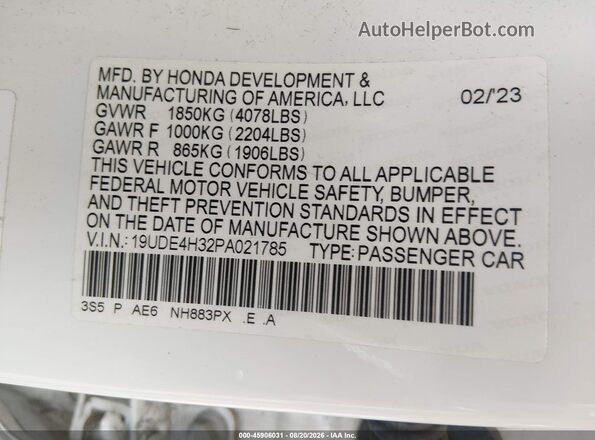 19UDE4H32PA021785 2023 ACURA INTEGRA White Widok komory silnika