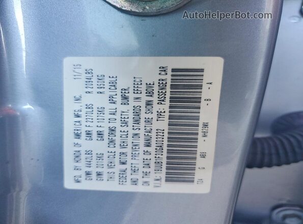 19UUB1F30GA003232 2016 ACURA TLX Blue Vista del compartimento del motor