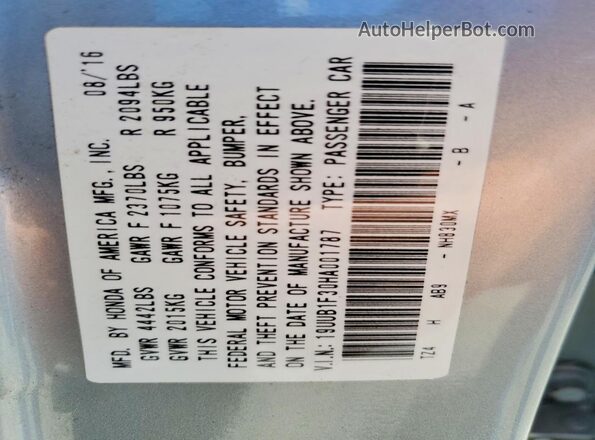 19UUB1F30HA001787 2017 ACURA TLX Silver Widok komory silnika