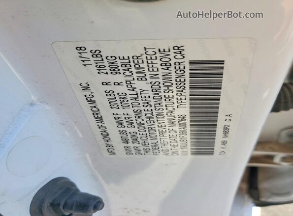 19UUB1F36KA007648 2019 ACURA TLX White Շարժիչի բաժամունքի տեսք