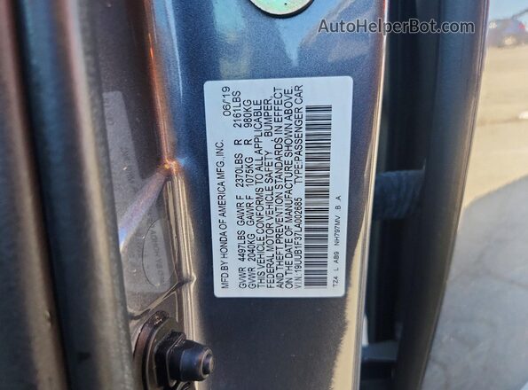 19UUB1F37LA002685 2020 ACURA TLX Gray Вид підкапотного простору