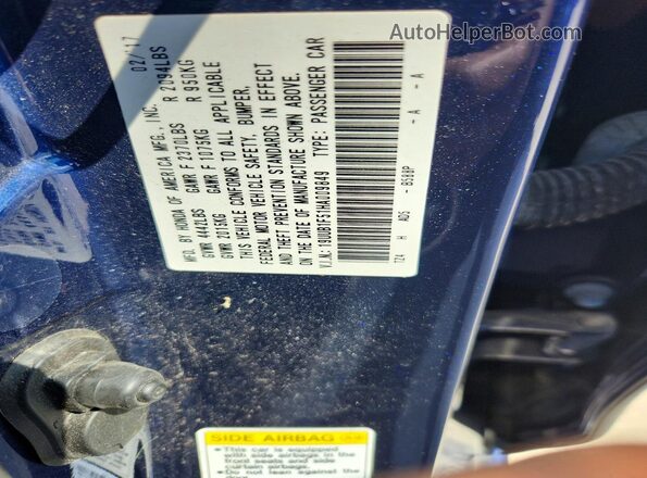 19UUB1F51HA009849 2017 ACURA TLX Blue Widok komory silnika
