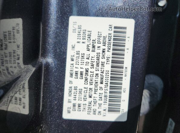 19UUB1F57GA000250 2016 ACURA TLX Черный Вид подкапотного пространства