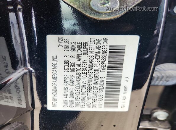 19UUB1F57LA009718 2020 ACURA TLX Black Вид наклейки з VIN-кодом