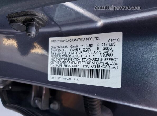 19UUB1F65KA003682 2019 ACURA TLX Gray Engine compartment view