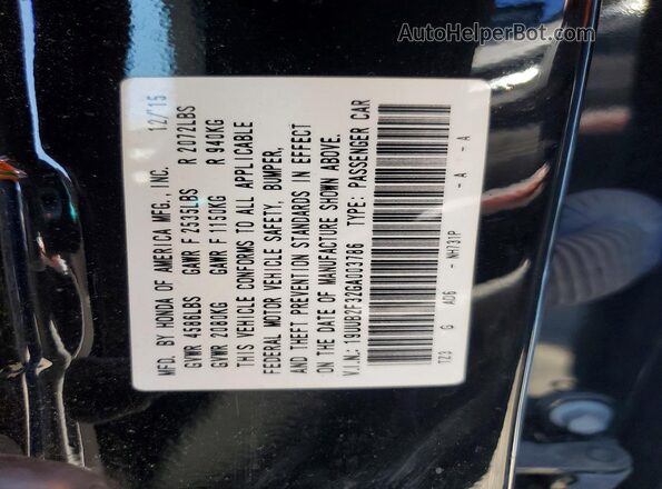 19UUB2F32GA003786 2016 ACURA TLX Black Вид підкапотного простору