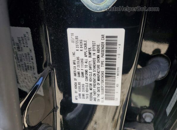 19UUB2F37GA004545 2016 ACURA TLX Black Vista de la etiqueta del VIN