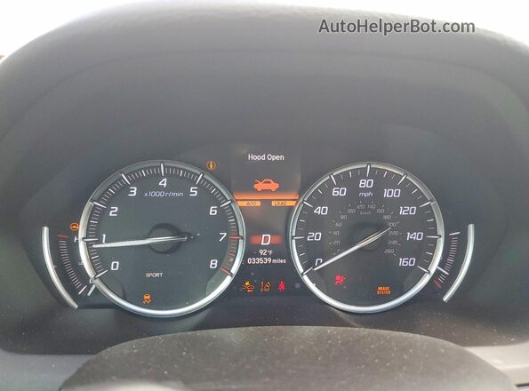 19UUB2F37KA004960 2019 ACURA TLX Red Вид щитка приладів