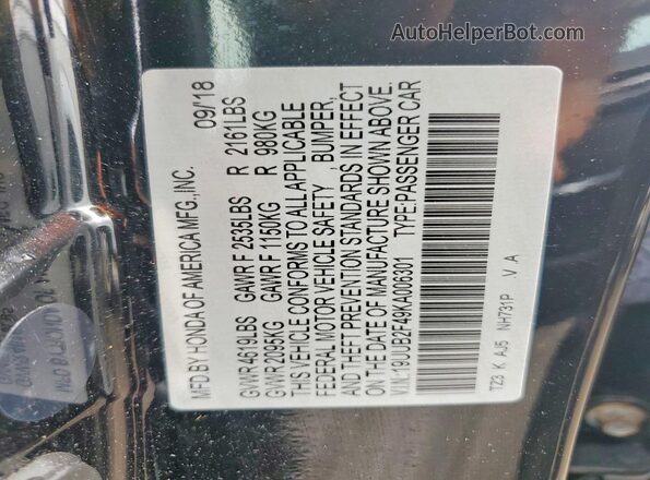 19UUB2F49KA006301 2019 ACURA TLX Черный Вид подкапотного пространства