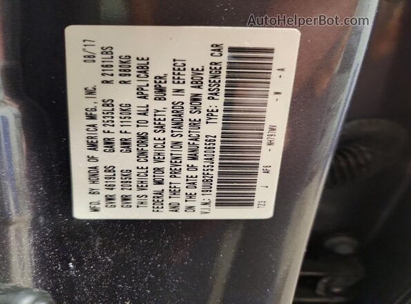19UUB2F55JA006562 2018 ACURA TLX Gray Շարժիչի բաժամունքի տեսք