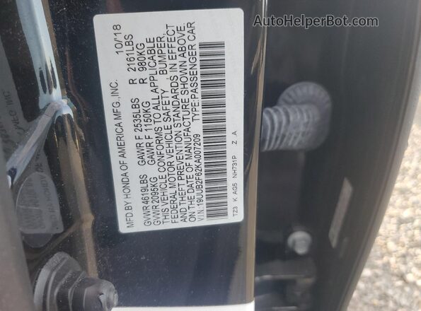 19UUB2F62KA007209 2019 ACURA TLX Black Widok komory silnika