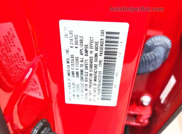 19UUB2F66JA003100 2018 ACURA TLX Red Շարժիչի բաժամունքի տեսք
