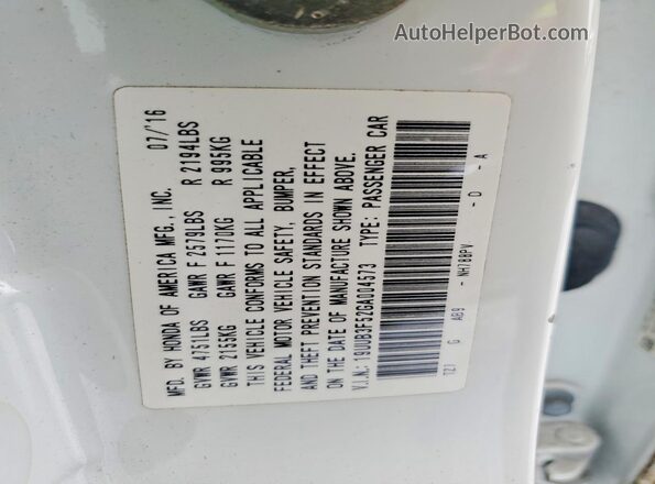 19UUB3F52GA004573 2016 ACURA TLX Белый Вид подкапотного пространства