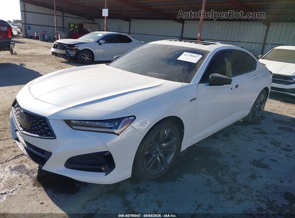 19UUB5F5XMA012878 2021 ACURA TLX White წინა მარცხენა ხედი სამი მეოთხედიდან