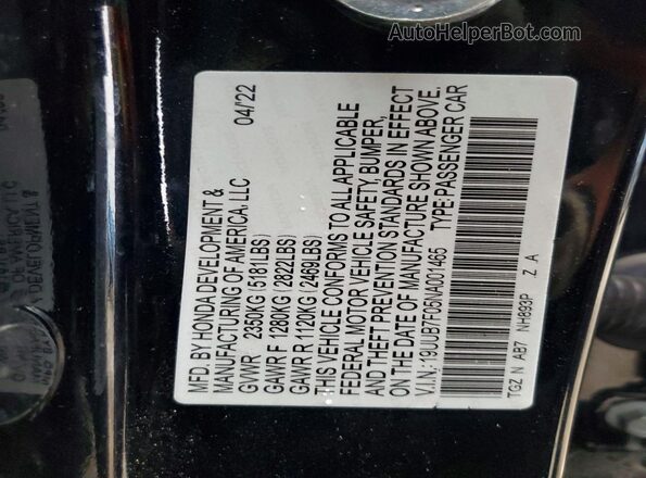 19UUB7F05NA001465 2022 ACURA TLX Black Widok komory silnika