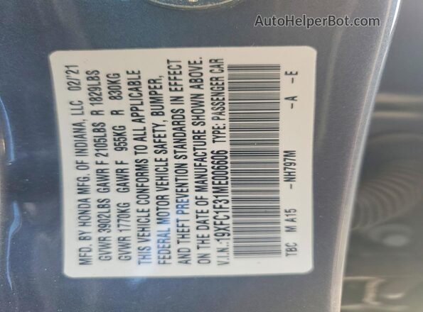 19XFC1F31ME006606 2021 HONDA CIVIC Gray Engine compartment view