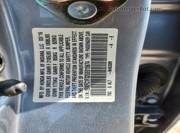 19XFC1F32GE015674 2016 HONDA CIVIC Silver Vista del compartimento del motor