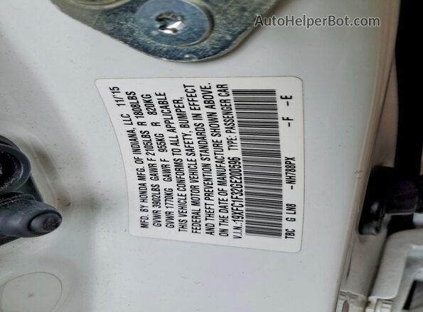 19XFC1F32GE200596 2016 HONDA CIVIC Белый Вид подкапотного пространства